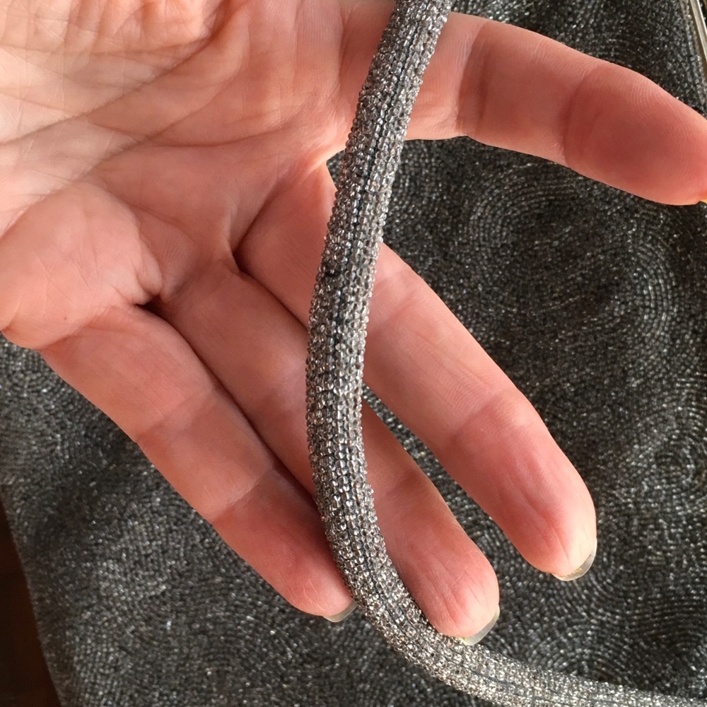Elegant Gray Beaded Women's Handbag - Picture 5 of 5